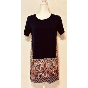 THML Anthropologie Women Size XS Paisley Short Sleeve Mini Dress Boho Edgy